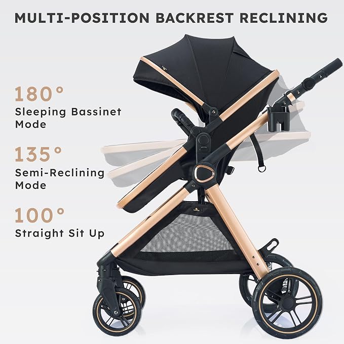 2 in 1 Baby Stroller, Convertible Bassinet Pushchair - Image 4