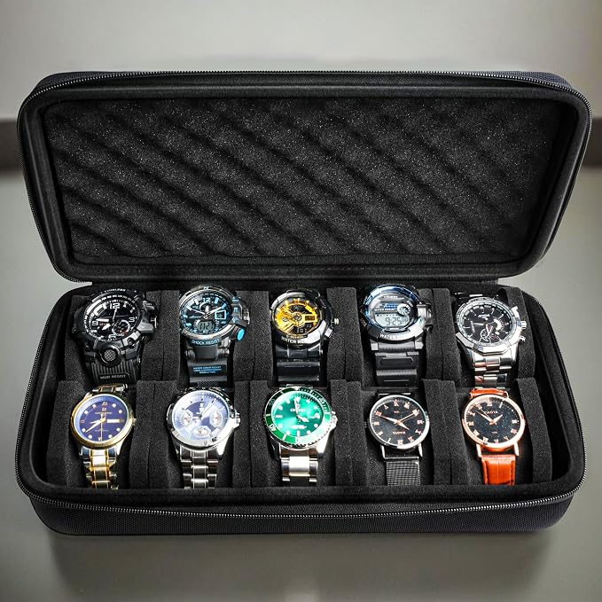 10 slots watch travel case, Hard Portable watch carry storage organizer box - Image 5