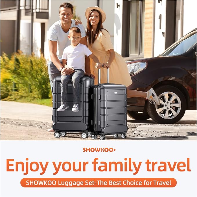 SHOWKOO Luggage Sets Expandable PC+ABS Durable Suitcase Double Wheels TSA Lock - Image 2