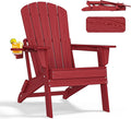 Folding Adirondack Chair with Cup Holder, HDPE All-Weather Patio Chairs by nevilywood
