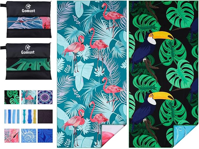 2 Pack Lightweight Thin Beach Towel Oversized 71"x32" Big Extra Large by Gomust