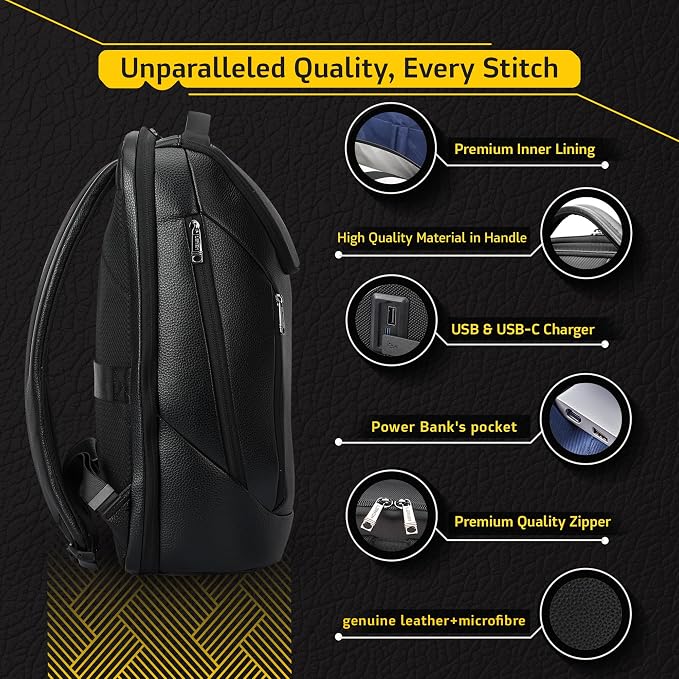 Durable Leather Laptop Business Backpack Perfect - Image 4