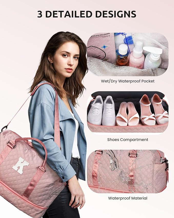Preteen Gifts, Travel Bags for Girls, Initial Duffle Bag - Image 6