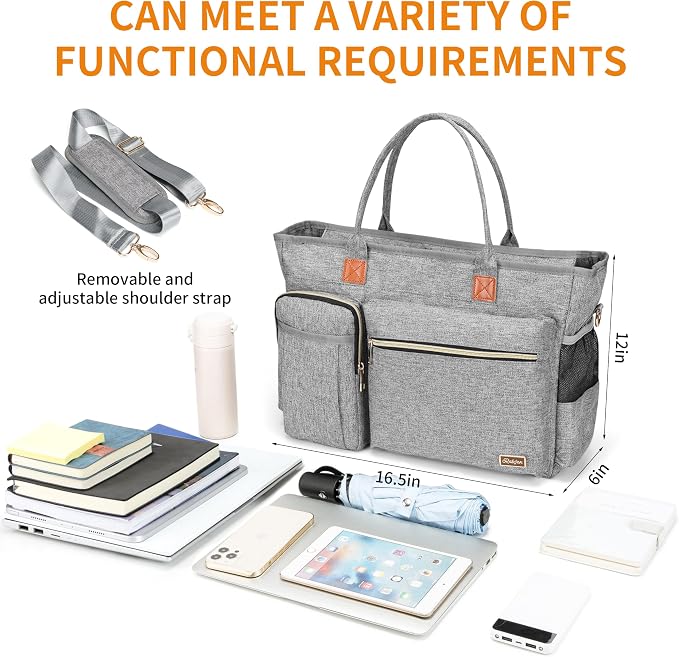 Laptop Tote Bag, Middle Size Computer Messenger Teacher Bag - Image 3