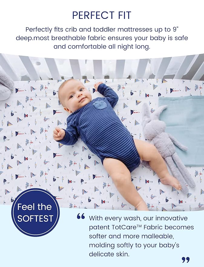 TotAha Premium Stretchy Crib Sheets-Hypoallergenic, Silky Comfort, Buttery Soft - Image 3