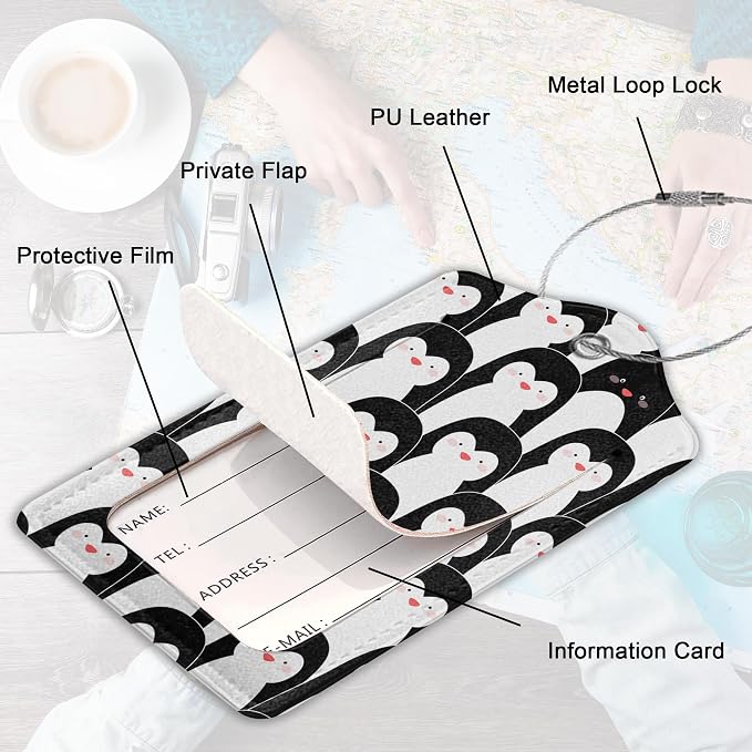2Pcs Luggage Tag for Suitcase Penguin Animals Cute Luggage Tag - Image 3