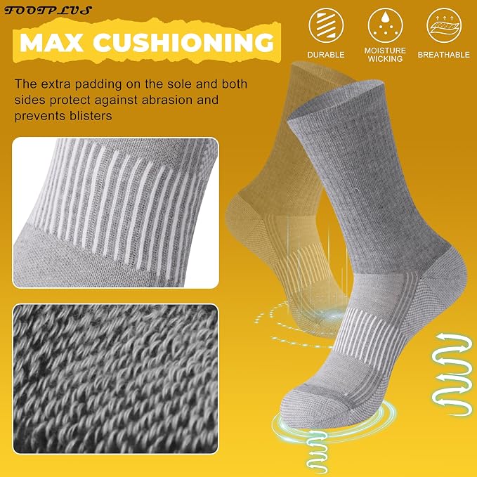 FOOTPLUS Hiking Copper Compression Socks, Unisex Cushioned Sole Arch Support - Image 6