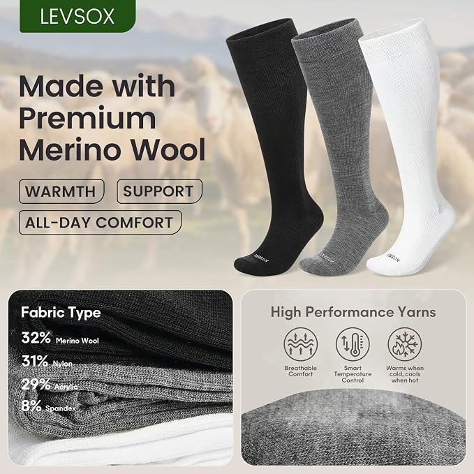 LEVSOX Merino Wool Compression Socks - Image 2