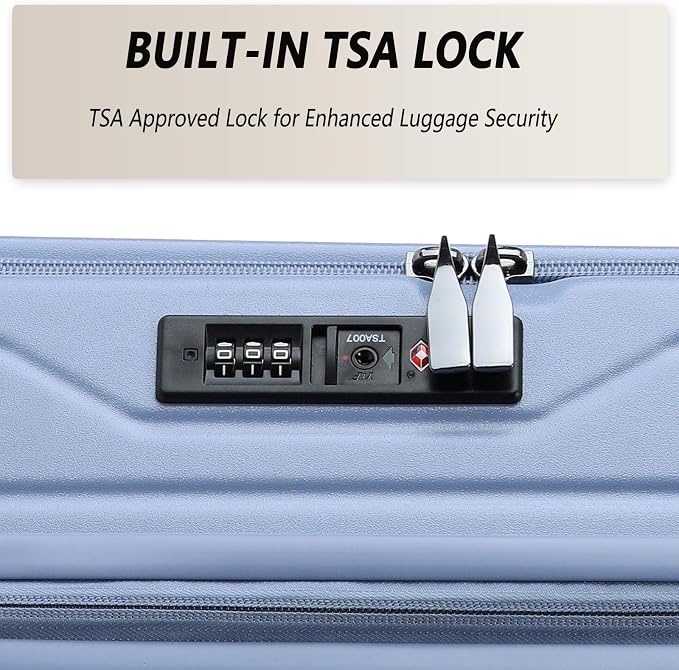 26 Inch Top Opening Checked Travel Luggage Expandable - Image 7