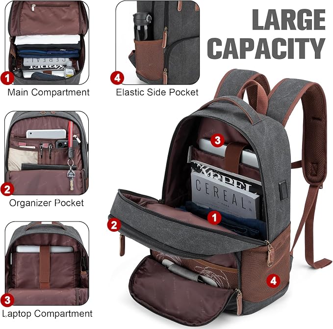Tzowla Canvas Laptop College Backpack - Image 2