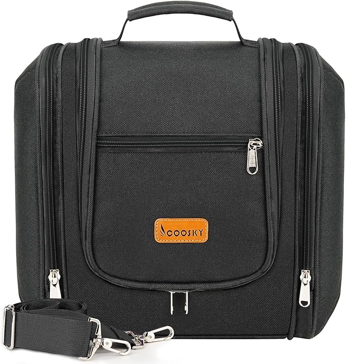 Travel Hanging Toiletry Bag for Women and Men, 6 Organizer Compartments by COOSKY
