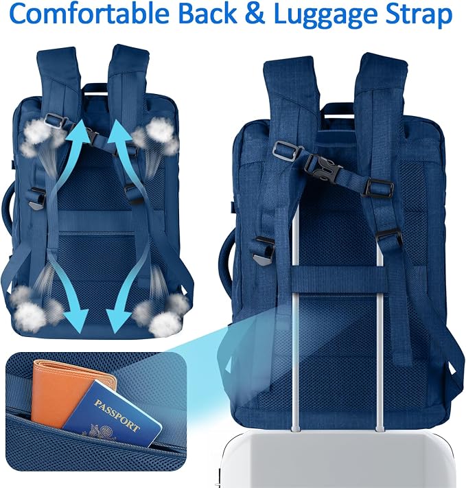 Large Travel Laptop Backpack for Men, 50L Carry On Backpack, Expandable Laptop - Image 6