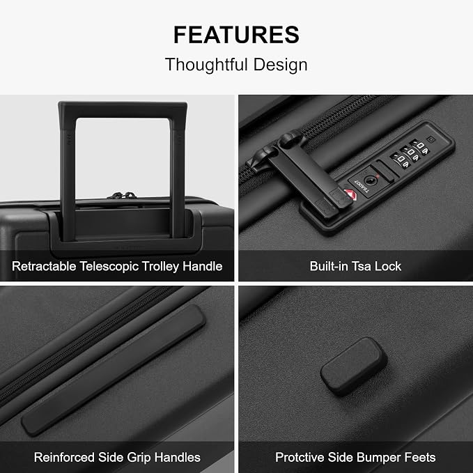 LEVEL8 Elegance Checked Luggage, 24 Inch Hardside Suitcase, Lightweight Matte - Image 6