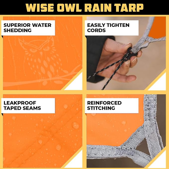 Wise Owl Outfitters Hammock Rain Fly – Waterproof Camping Tarp Cover - Image 3
