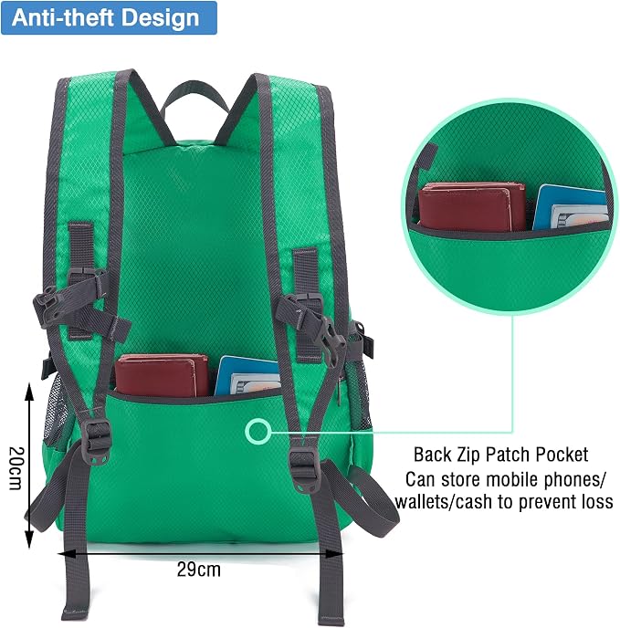 YZAOLL Small Lightweight Packable Hiking Backpack, 20L Hiking Backpack Day Pack - Image 2