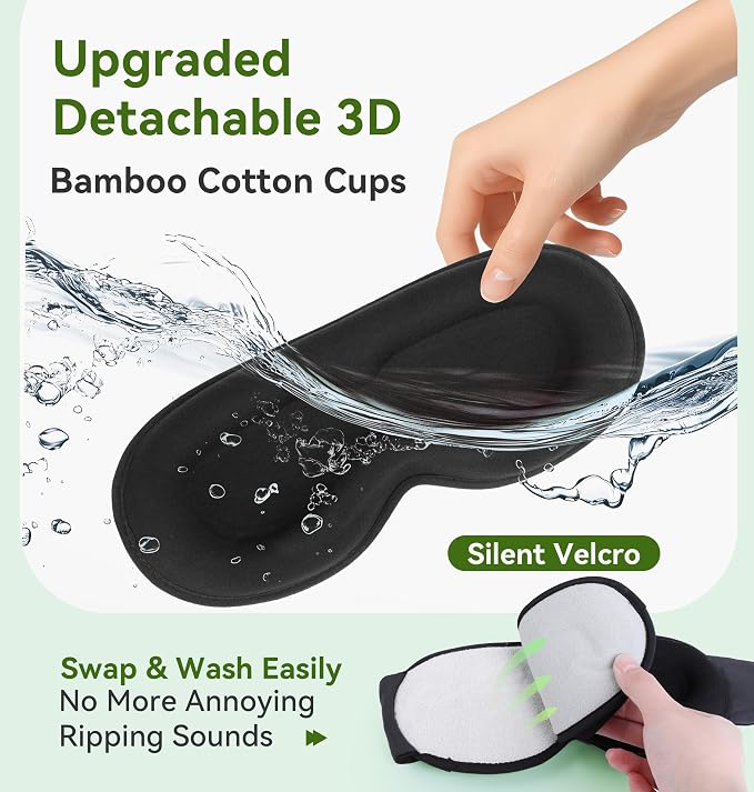 LC-dolida Bamboo Cotton Weighted Bluetooth Sleep Masks, 3D Weighted Sleep Masks - Image 5