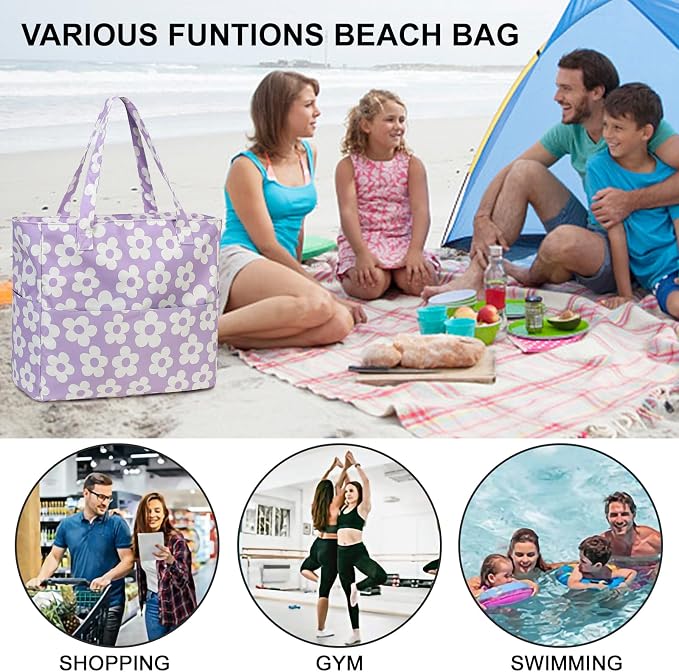 Beach Pool Bags Tote for Women Ladies Large Gym Tote Carry On Bag - Image 4