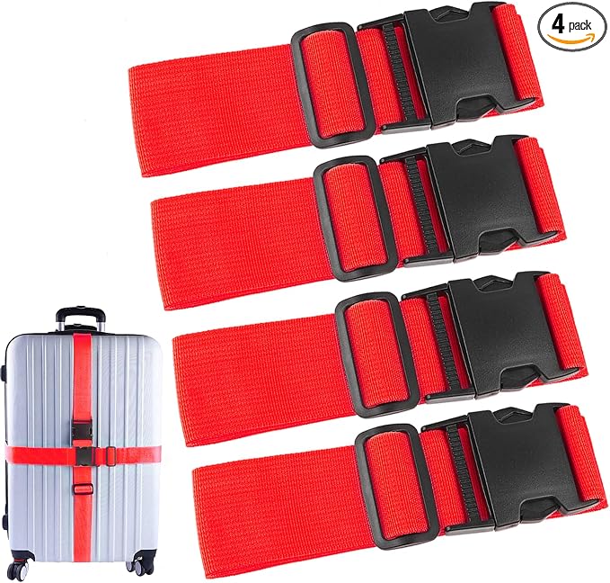 4Pcs Luggage Straps for Suitcase Travel Accessories TSA Approved, 80In Long by Ajmyonsp