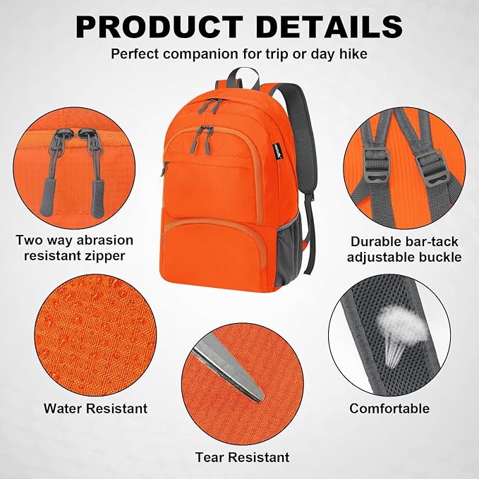 HOLYLUCK 20L lightweight packable Hiking Daypack Foldable Backpack - Image 4