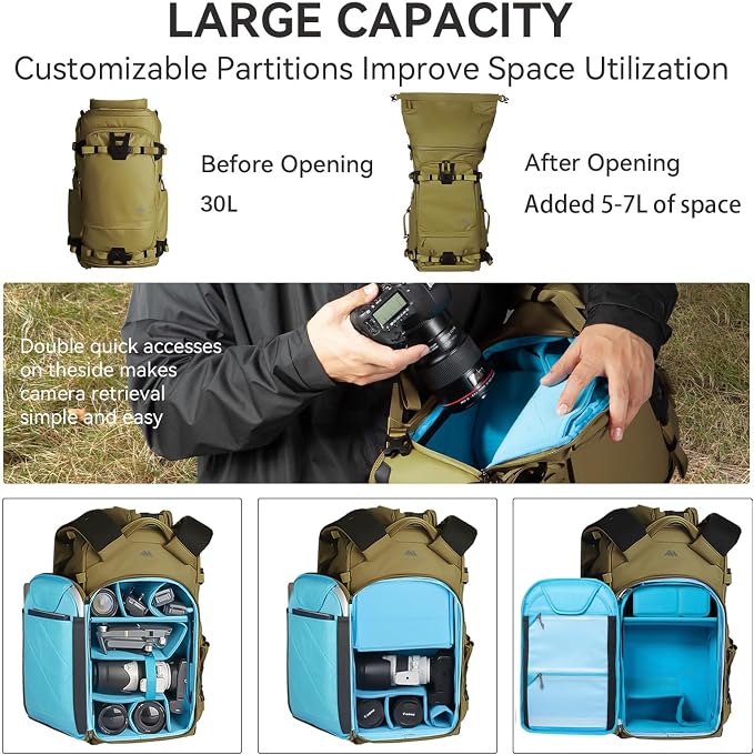 Tenzing 30L Water-Resistant Camera Backpack - Image 3