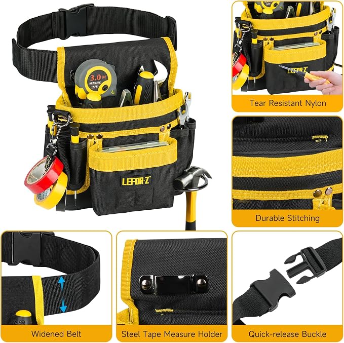 Tool Belt, Magnetic Tool Pouch, 14-Pockets Tool Belts - Image 6