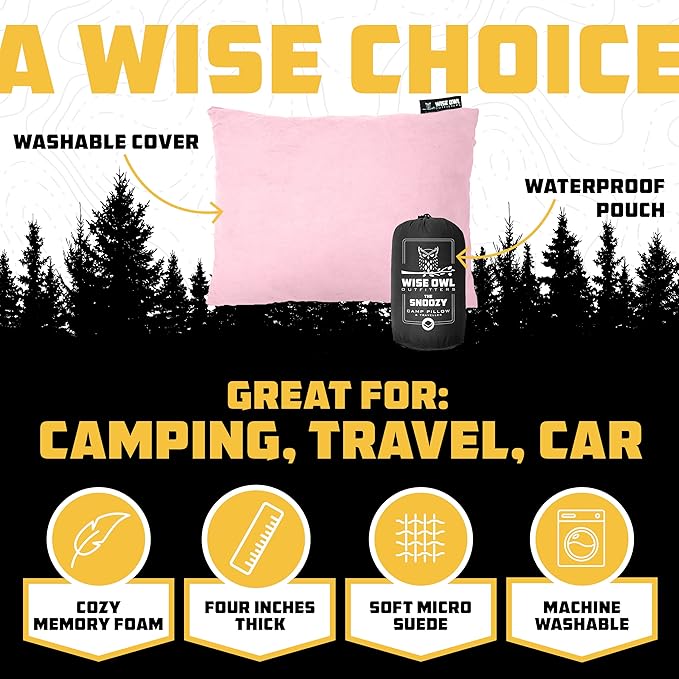 Wise Owl Outfitters Camping Pillow – Memory Foam Travel Pillow - Image 2
