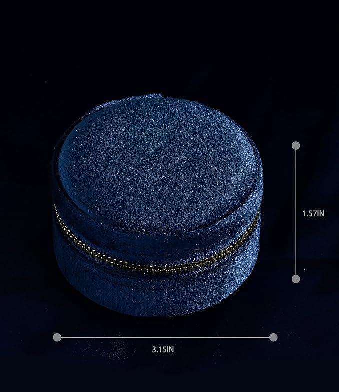 TAIMY Velvet Travel Jewelry Box, Round Small Travel Jewelry Case - Image 4