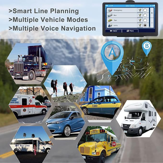 Car GPS Navigation, 2025 Map 7 inch Touch Screen Car GPS, Voice Turn Direction - Image 3