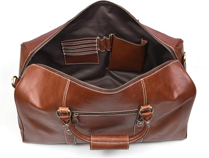 Leather Duffel Bag for Men & Women Travel, Gym Bag - Image 2