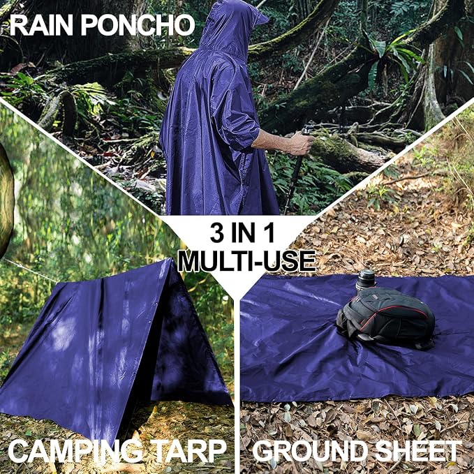 salamra Hooded Rain Poncho Waterproof Raincoat Jacket - Image 5