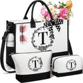 Personalized Christmas Gifts for Women, Initial Canvas Tote Bag & Makeup Bag by Unknown