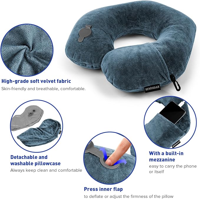 Rewondah Neck Pillows for Travel, Inflatable Travel Pillow, Inflatable Neck - Image 4