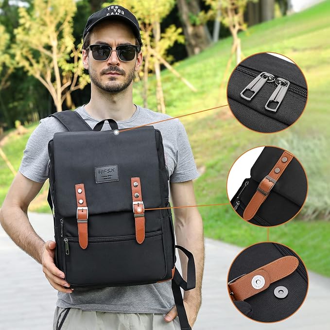 HFSX Vintage Backpack Laptop Backpack Men Women Business Travel Computer - Image 6