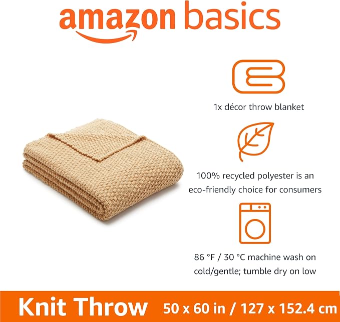 Amazon Basics Chunky Cable Knit Throw Blanket - Image 2