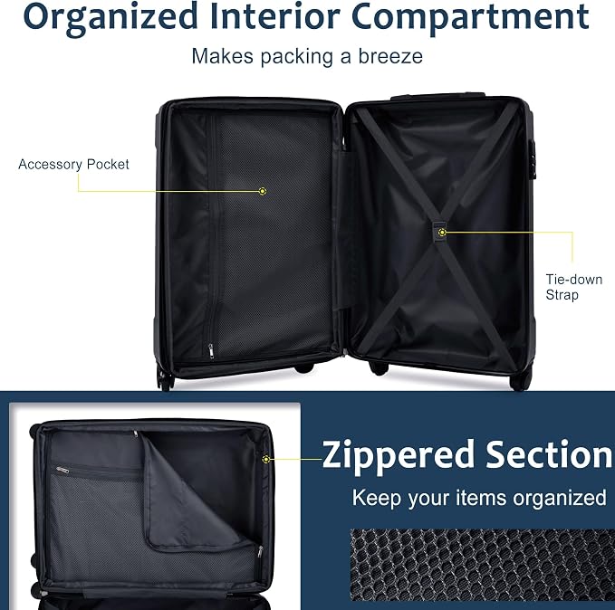 Merax Carry-On Luggage 22x14x9 airline approved, Hardshell ABS Suitcase - Image 5