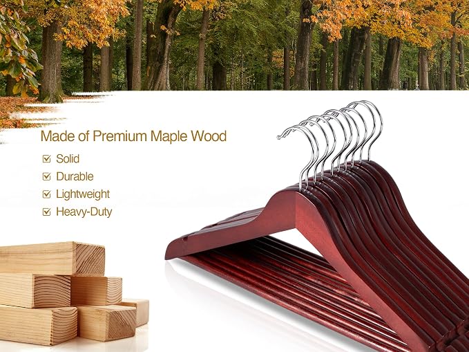 StorageWorks Wooden Hangers 20 Pack, Wood Coat Hanger - Image 3