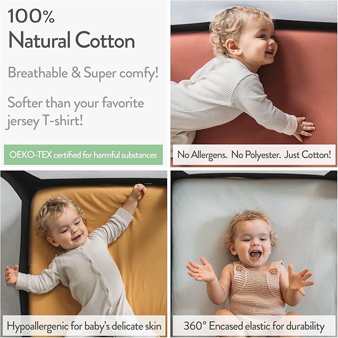 Travel Crib Fitted Sheets for Baby Bjorn, Guava Lotus Travel Crib and 24 x 42 - Image 3