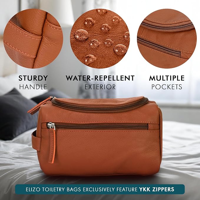 ELIZO Premium REAL Leather Toiletry Bag - Image 5