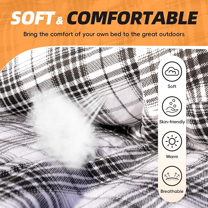 MEREZA Flannel Sleeping Bag for Adults XL, Large Wide Sleeping Bags for Camping - Image 5
