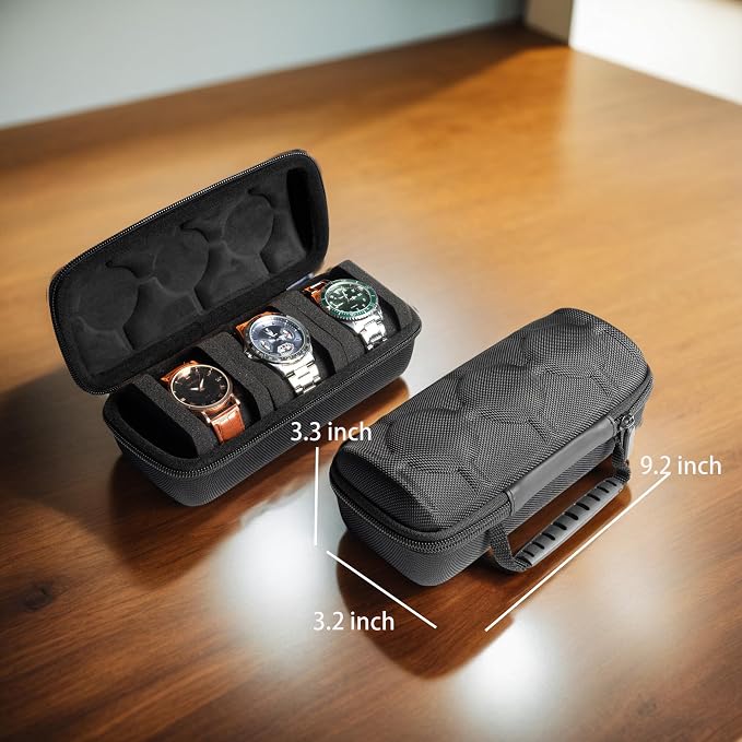 3 Slot Hard Watch Travel Case, Watch Roll Case Storage and Organizer - Image 2