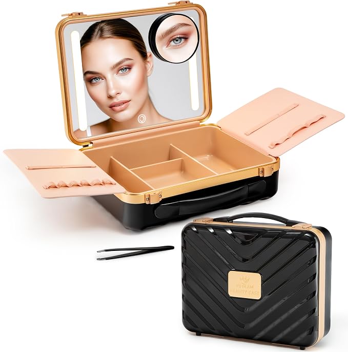 Lighted Makeup Case with Mirror by NJGLAM