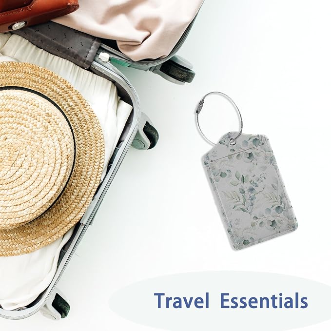 2Pcs Luggage Tag for Suitcase Sage Floral Green Leaves Cute Suitcase Tag - Image 5