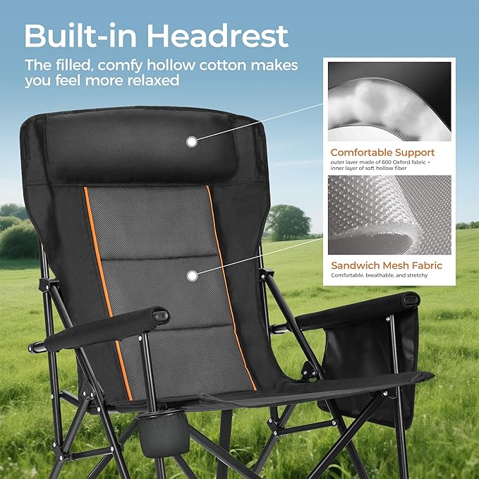 ALPHA CAMP Heavy Duty High Back Camping Chairs - Image 4