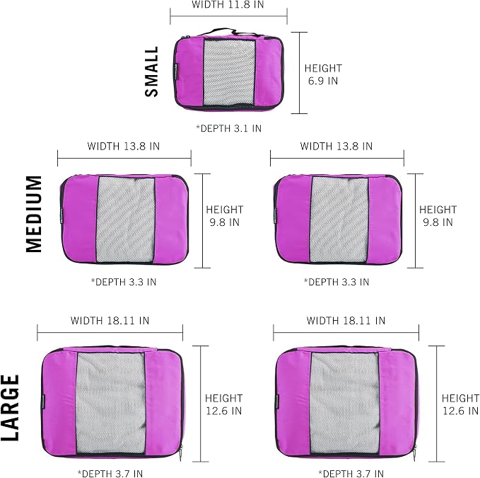 TravelWise Luggage Packing Organization Cubes 5 Pack, 1 Small, 2 Medium - Image 4
