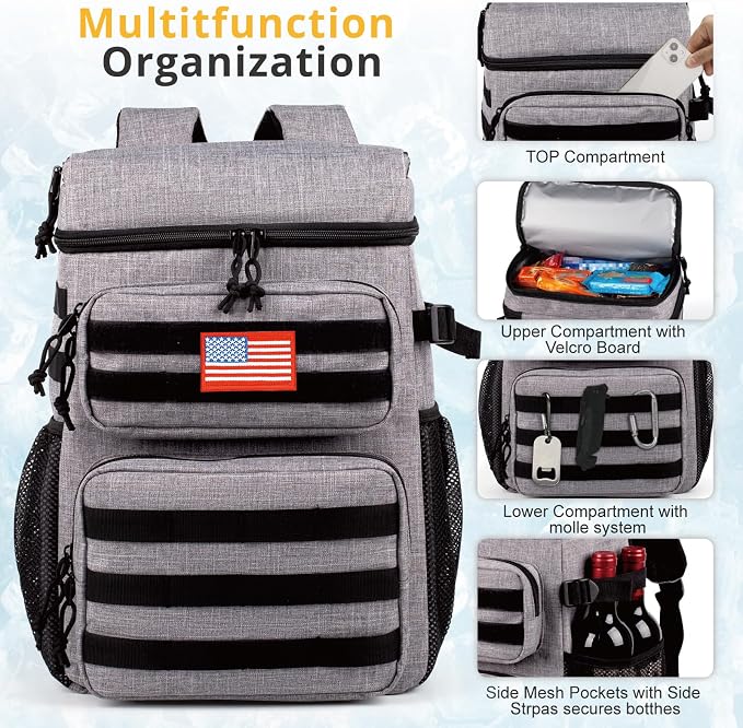 Tactical Backpack Cooler, Soft Lightweight Leakproof Cooler Backpack, Insulated - Image 6