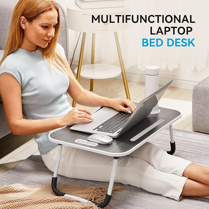 BUYIFY Folding Lap Desk, 23 Inch Portable Wood Black Laptop Bed Desk Lap Desk - Image 5