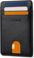 Buffway Mens Slim Wallet, Minimalist Thin Front Pocket Leather Credit Card by Buffway