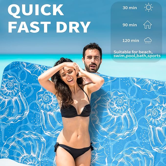 2 Pack Lightweight Thin Beach Towel Oversized 71"x32" Big Extra Large - Image 4