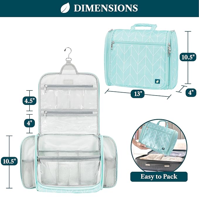 PAVILIA Large Hanging Toiletry Bag Travel Bag Women Men, Cosmetic Organizer - Image 2