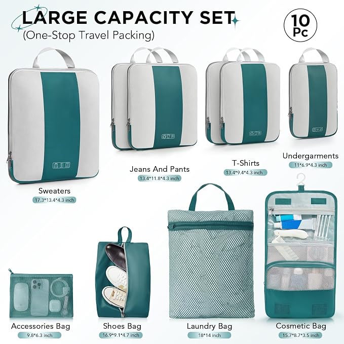 10 Set Compression Packing Cubes - Image 2